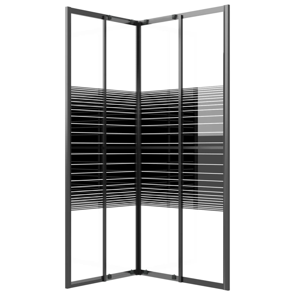 vidaXL Kabina prysznicowa w paski, ESG, 90x70x180 cm, czarna
