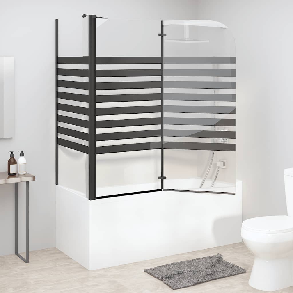 vidaXL Parawan wannowy w paski, 120x68x130 cm, szkło hartowane