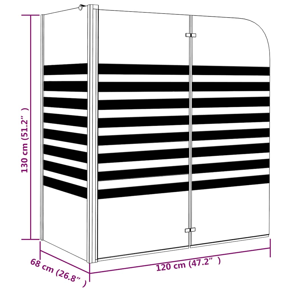 vidaXL Parawan wannowy w paski, 120x68x130 cm, szkło hartowane