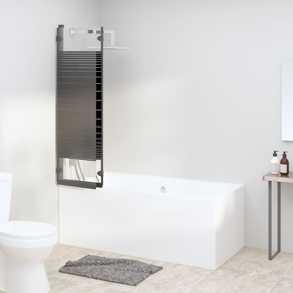 vidaXL Składany parawan nawannowy, 3 panele, 130x130 cm, ESG, czarny