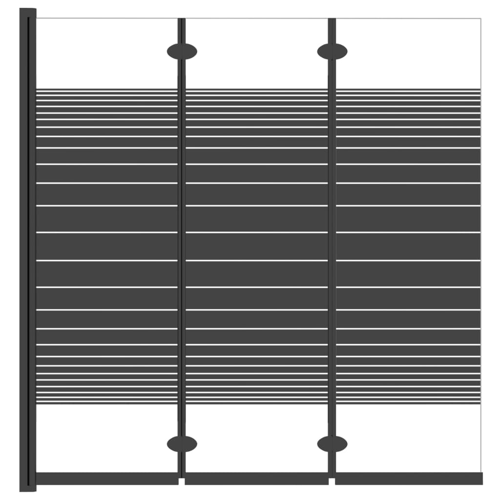 vidaXL Składany parawan nawannowy, 3 panele, 130x130 cm, ESG, czarny