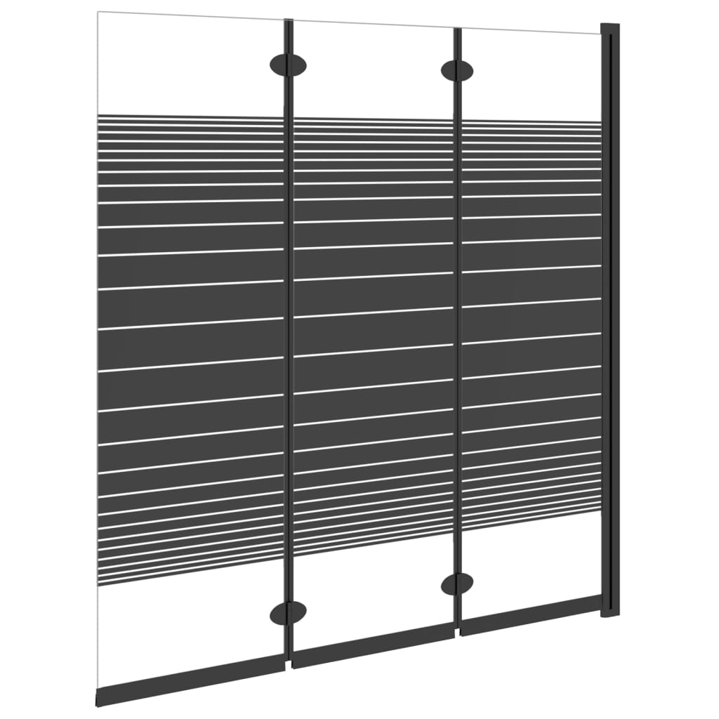 vidaXL Składany parawan nawannowy, 3 panele, 130x130 cm, ESG, czarny