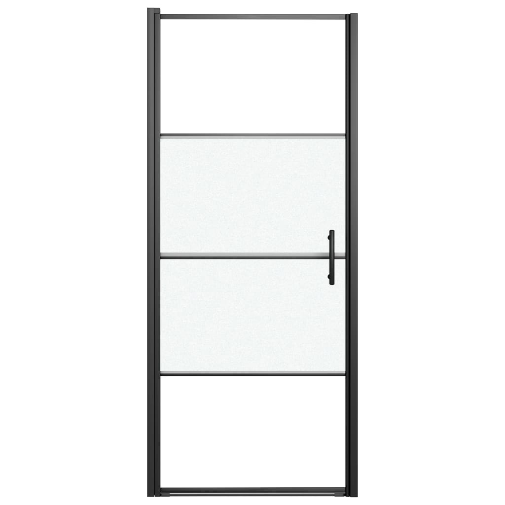 vidaXL Drzwi prysznicowe, 91x195cm, hartowane szkło półmrożone, czarne