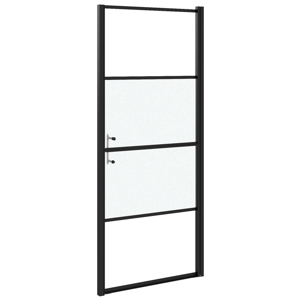 vidaXL Drzwi prysznicowe, 91x195cm, hartowane szkło półmrożone, czarne