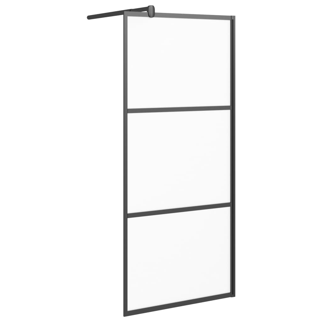 vidaXL Ścianka prysznicowa, 80x195 cm, szkło mrożone ESG, czarna