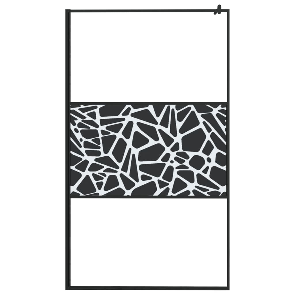 vidaXL Ścianka prysznicowa, 115x195cm, szkło ESG, wzór kamieni, czarny