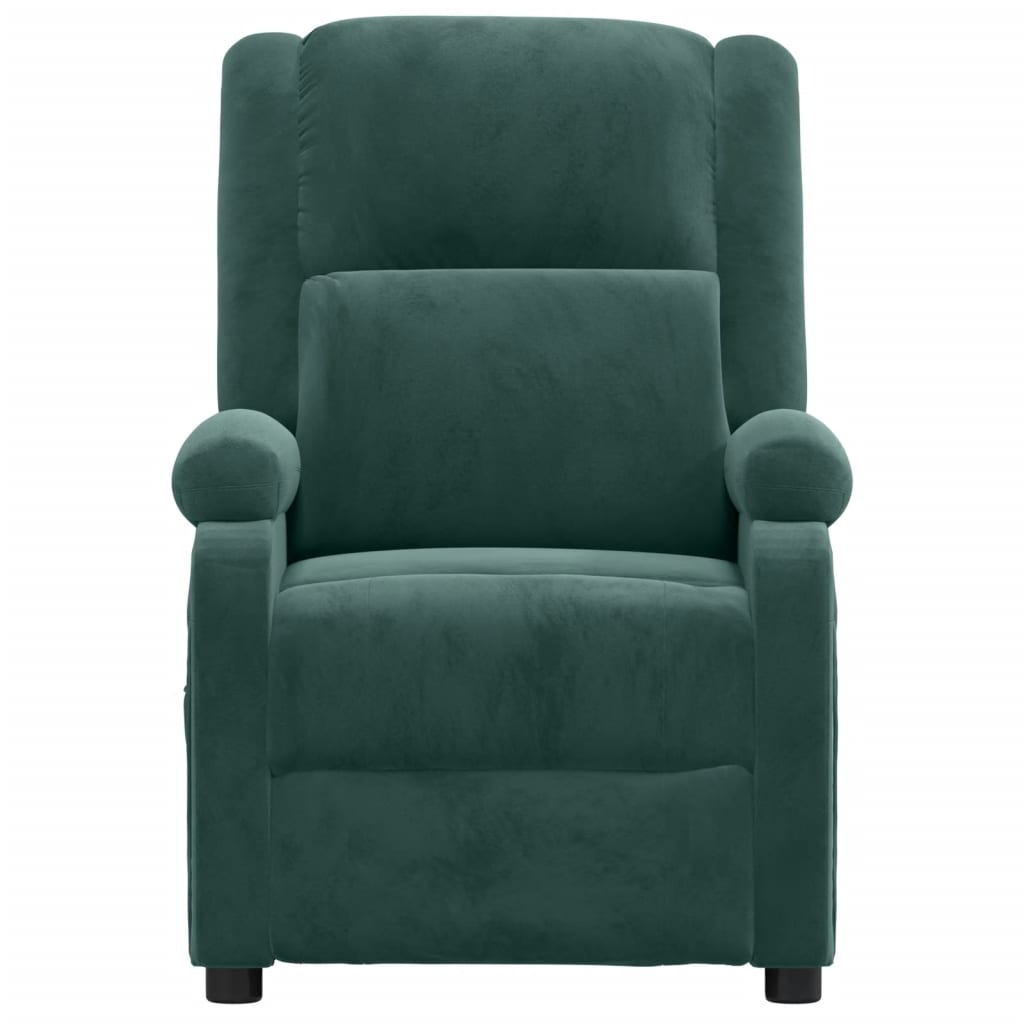 vidaXL Elektryczny fotel rozkładany, ciemnozielony, obity aksamitem