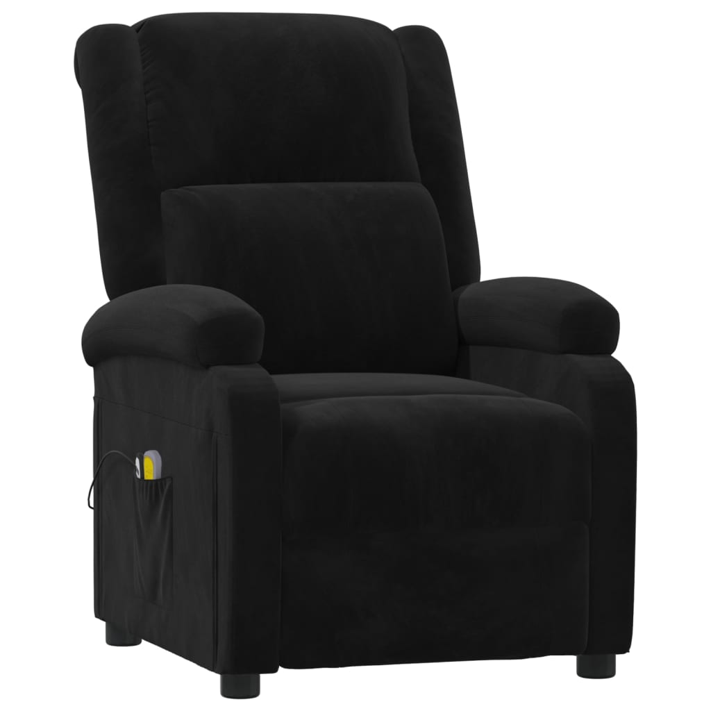 vidaXL Elektryczny fotel masujący, czarny, aksamitem