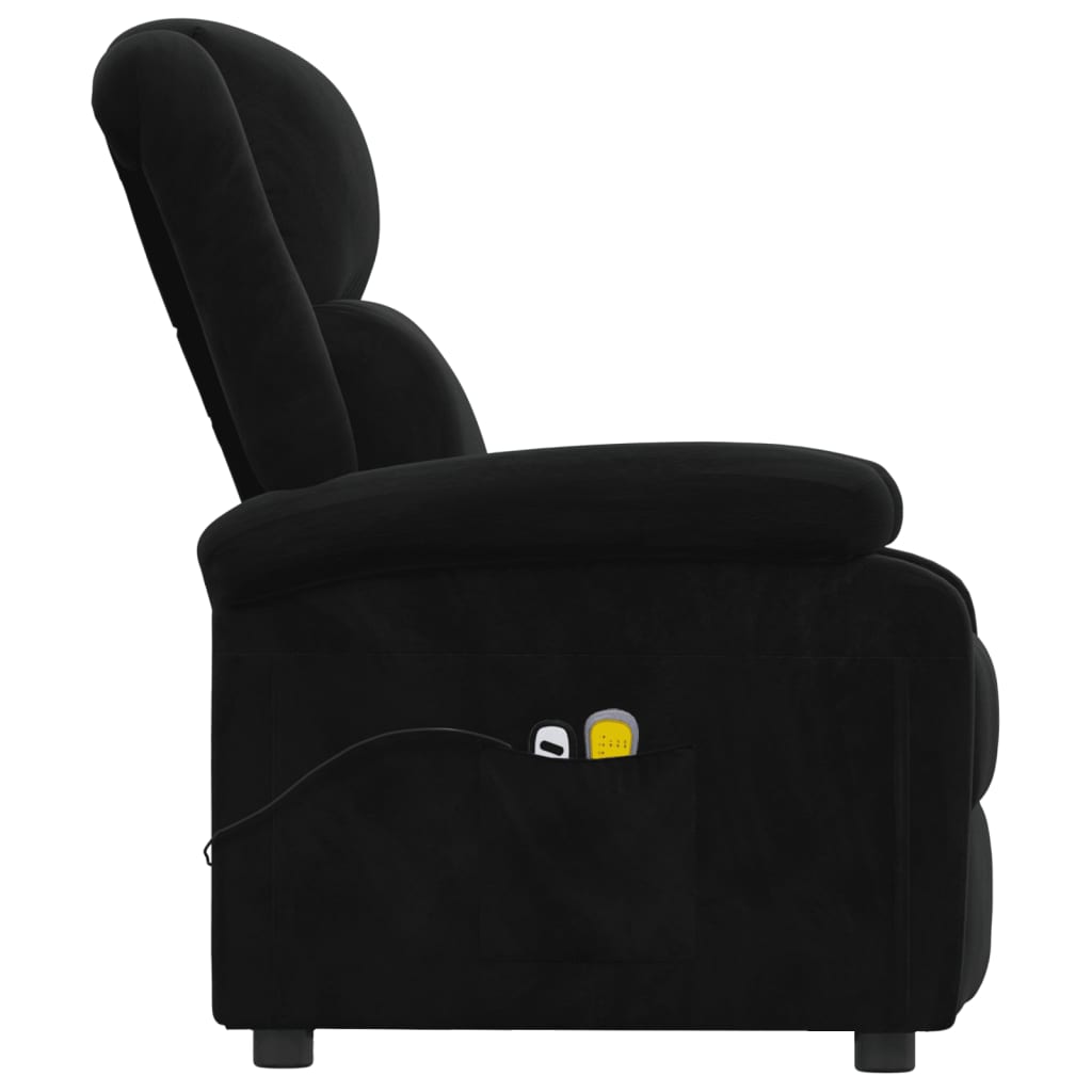vidaXL Elektryczny fotel masujący, czarny, aksamitem