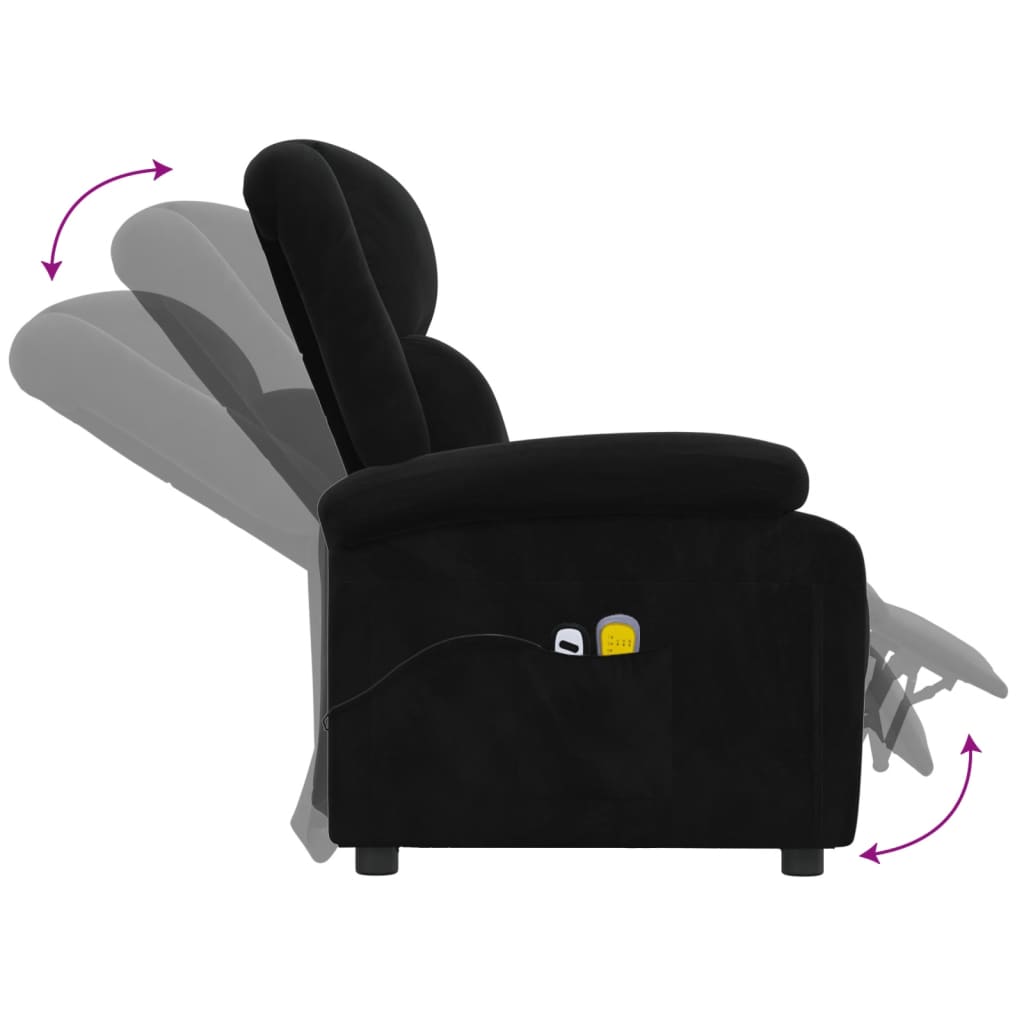 vidaXL Elektryczny fotel masujący, czarny, aksamitem
