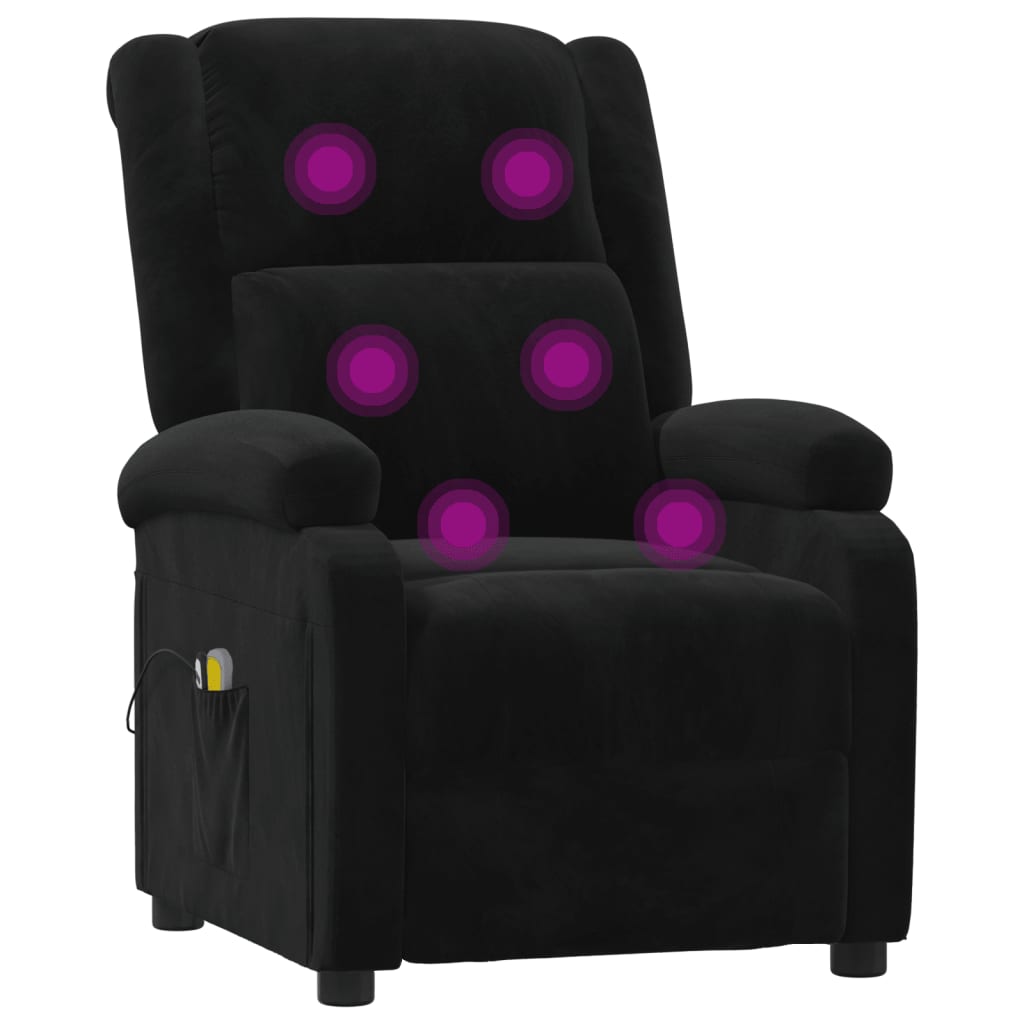vidaXL Elektryczny fotel masujący, czarny, aksamitem