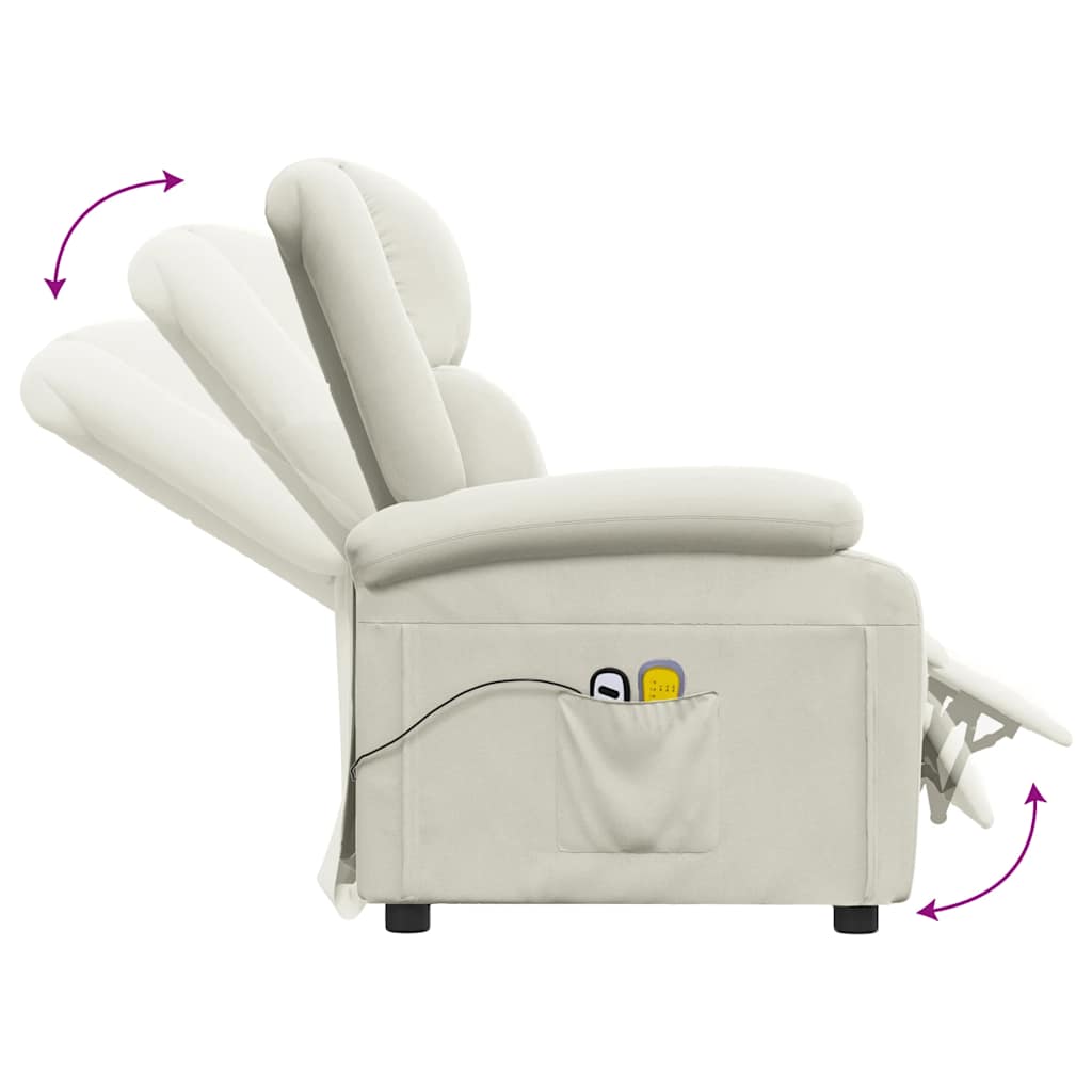 vidaXL Elektryczny fotel masujący, kremowy, aksamitem