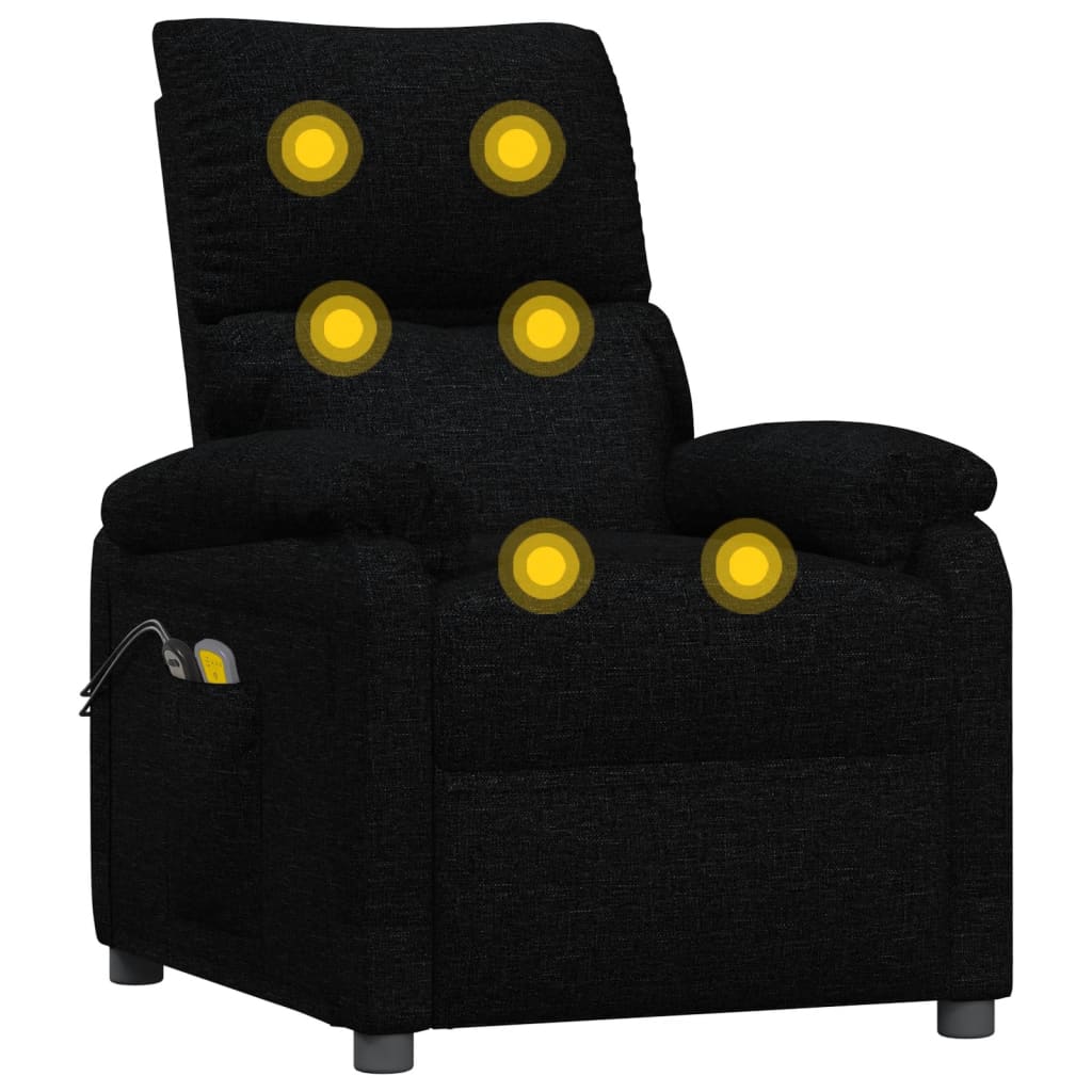 vidaXL Elektryczny fotel masujący, czarny, tkanina