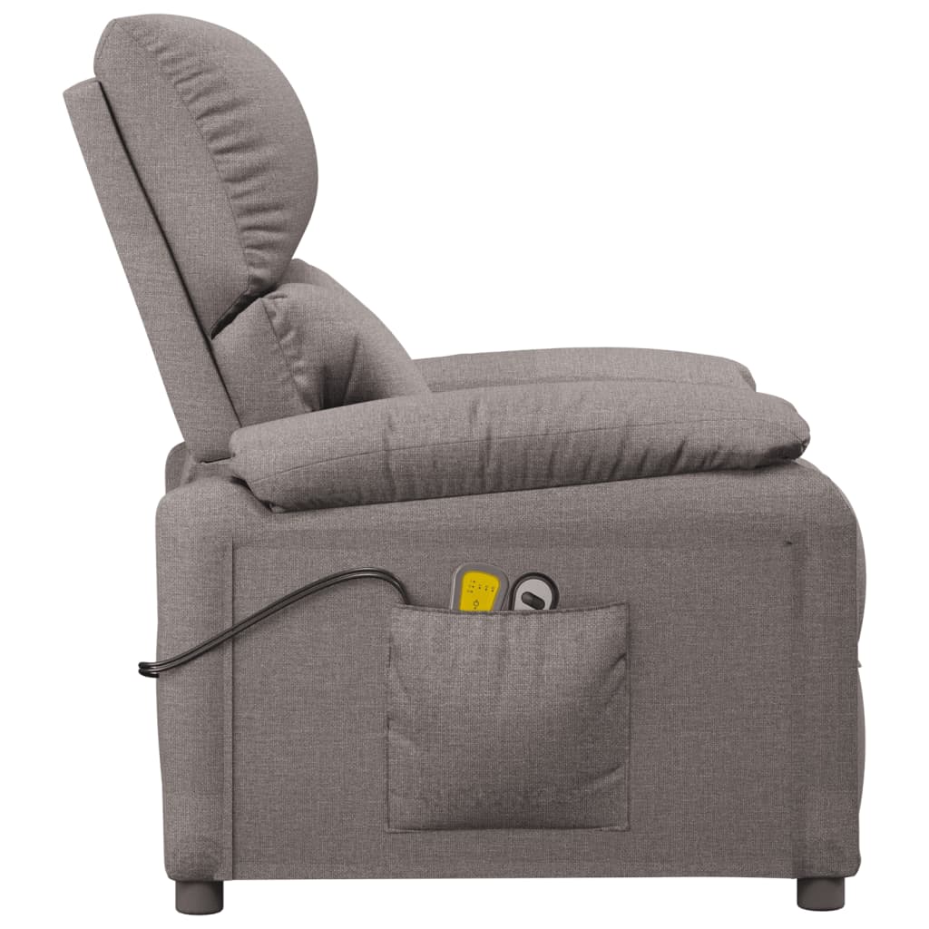 vidaXL Elektryczny fotel masujący, taupe, tkanina