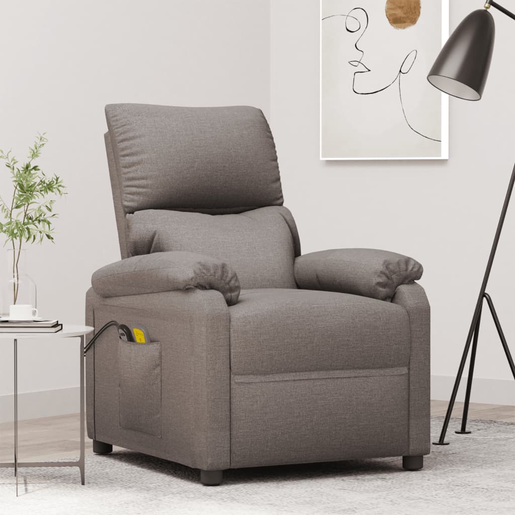 vidaXL Elektryczny fotel masujący, taupe, tkanina