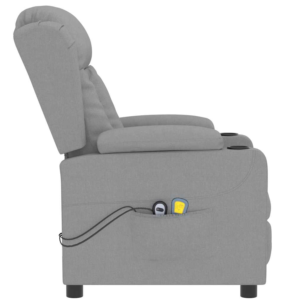 vidaXL Elektryczny fotel masujący, jasnoszary, tkanina