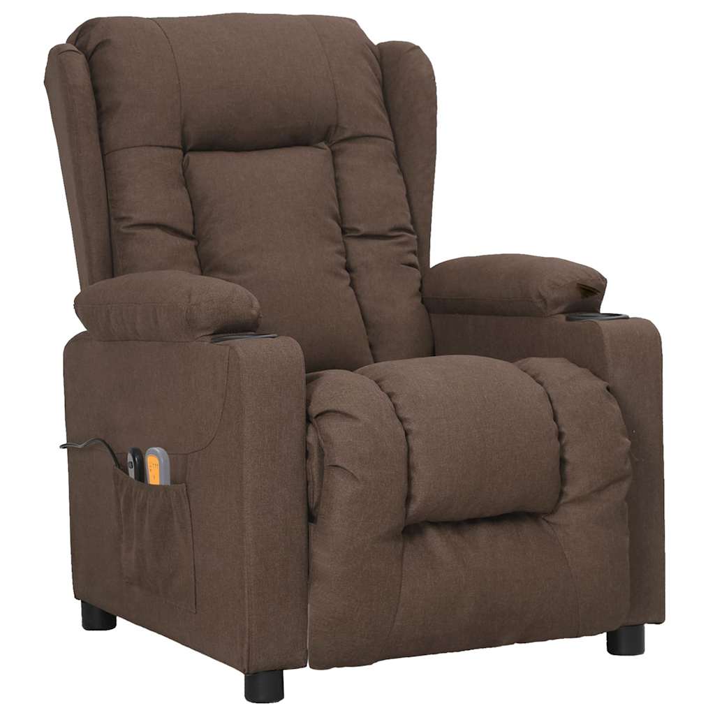 vidaXL Elektryczny fotel masujący, taupe, tkanina