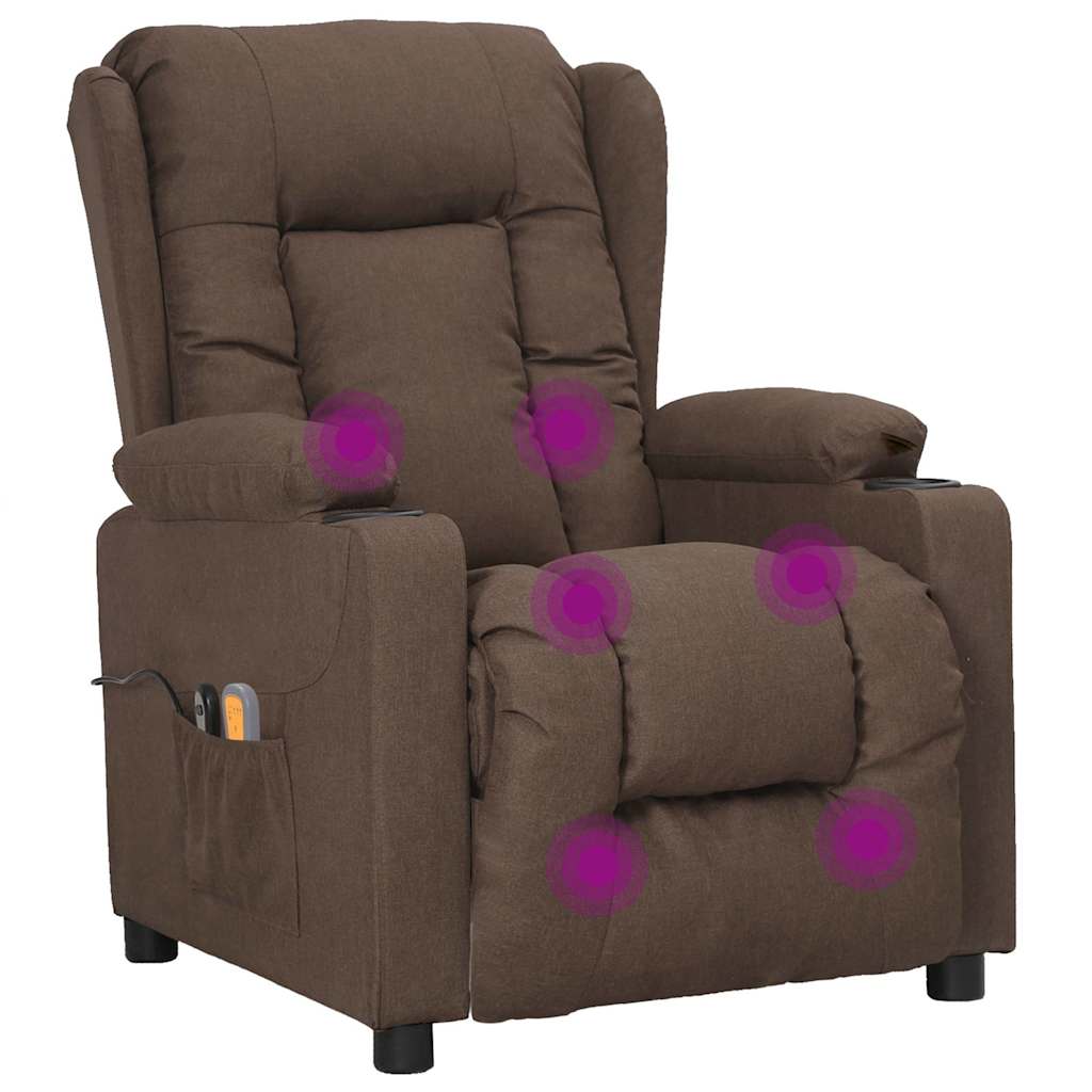 vidaXL Elektryczny fotel masujący, taupe, tkanina