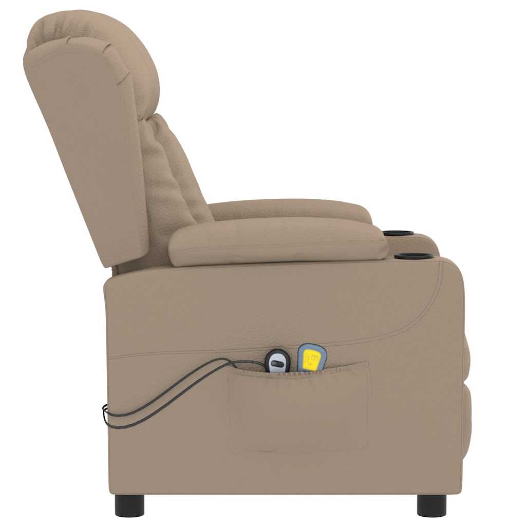 vidaXL Elektryczny fotel masujący, cappuccino, sztuczna skóra