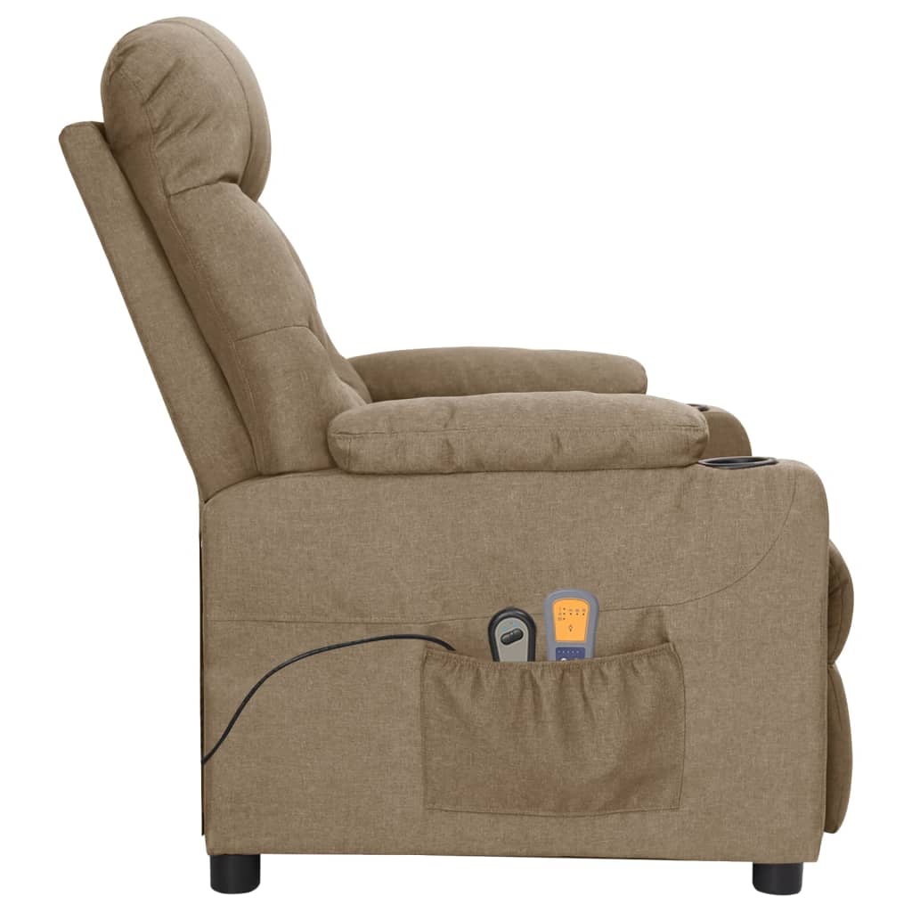 vidaXL Elektryczny fotel masujący, taupe, tkanina