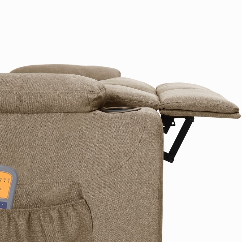 vidaXL Elektryczny fotel masujący, taupe, tkanina