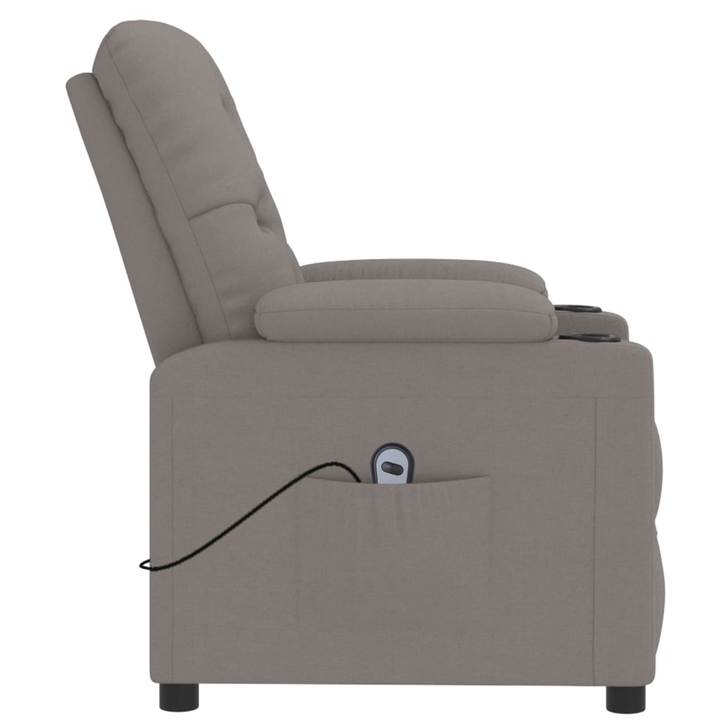 vidaXL Elektryczny fotel rozkładany, kolor taupe, obity tkaniną
