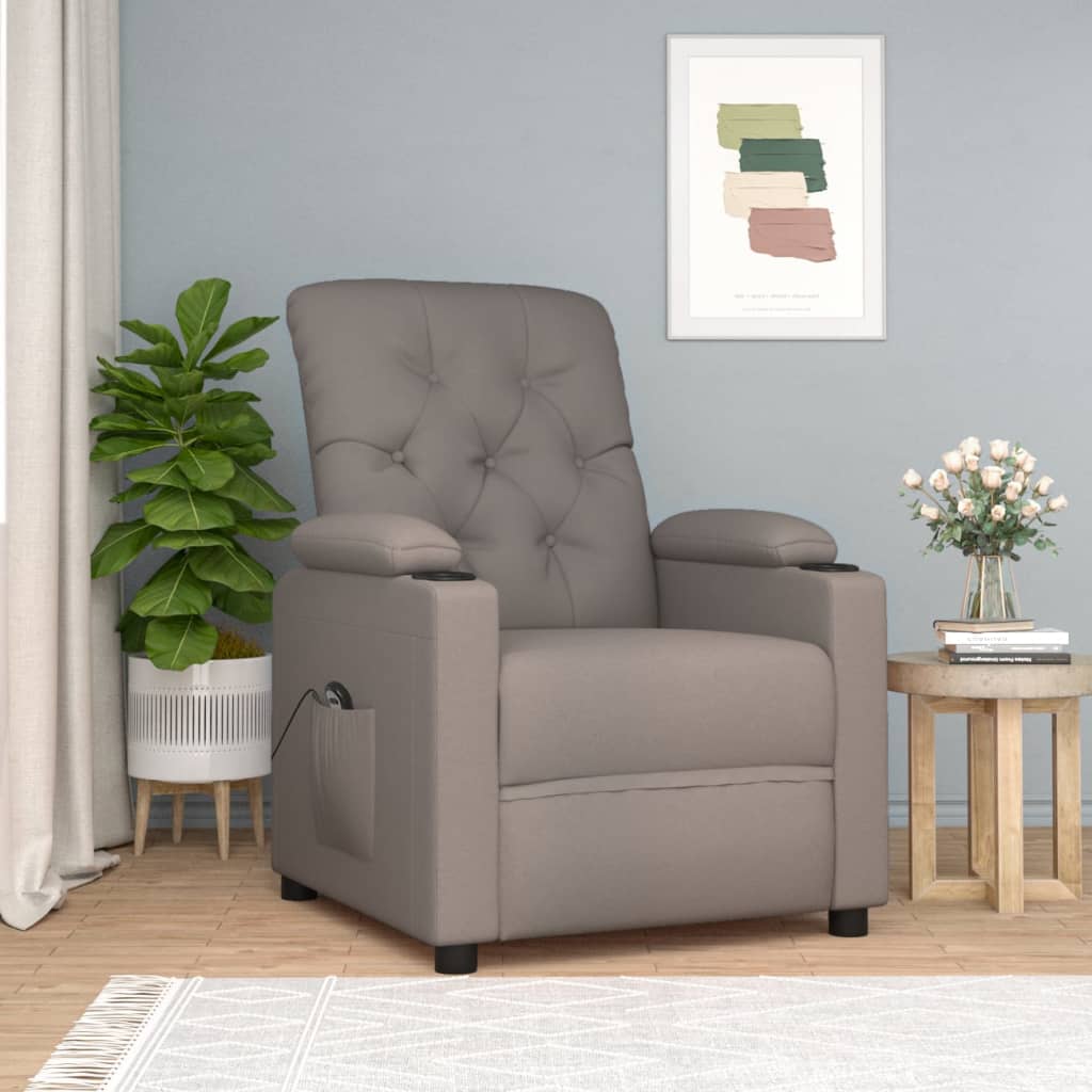 vidaXL Elektryczny fotel rozkładany, kolor taupe, obity tkaniną