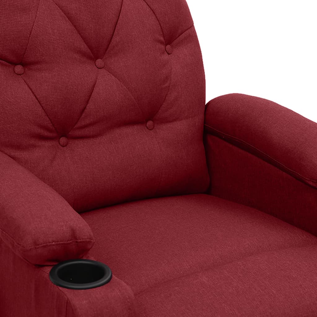 vidaXL Elektryczny fotel masujący, winna czerwień, tkanina