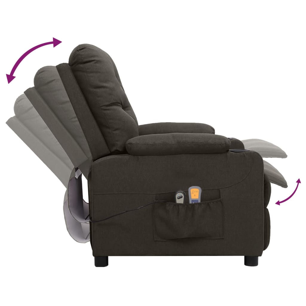 vidaXL Elektryczny fotel masujący, taupe, tkanina