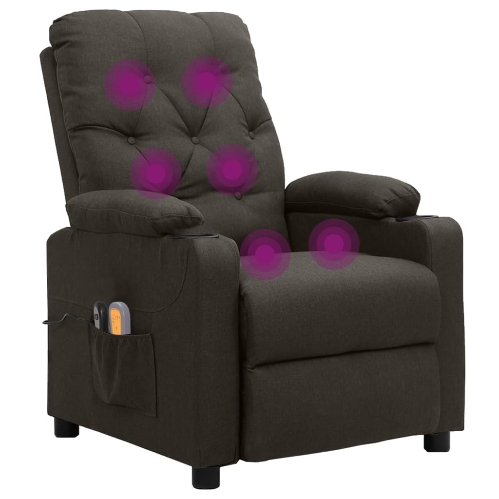 vidaXL Elektryczny fotel masujący, taupe, tkanina