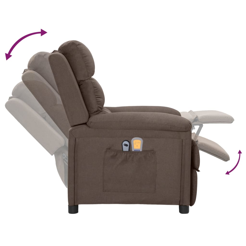 vidaXL Elektryczny fotel masujący, taupe, tkanina