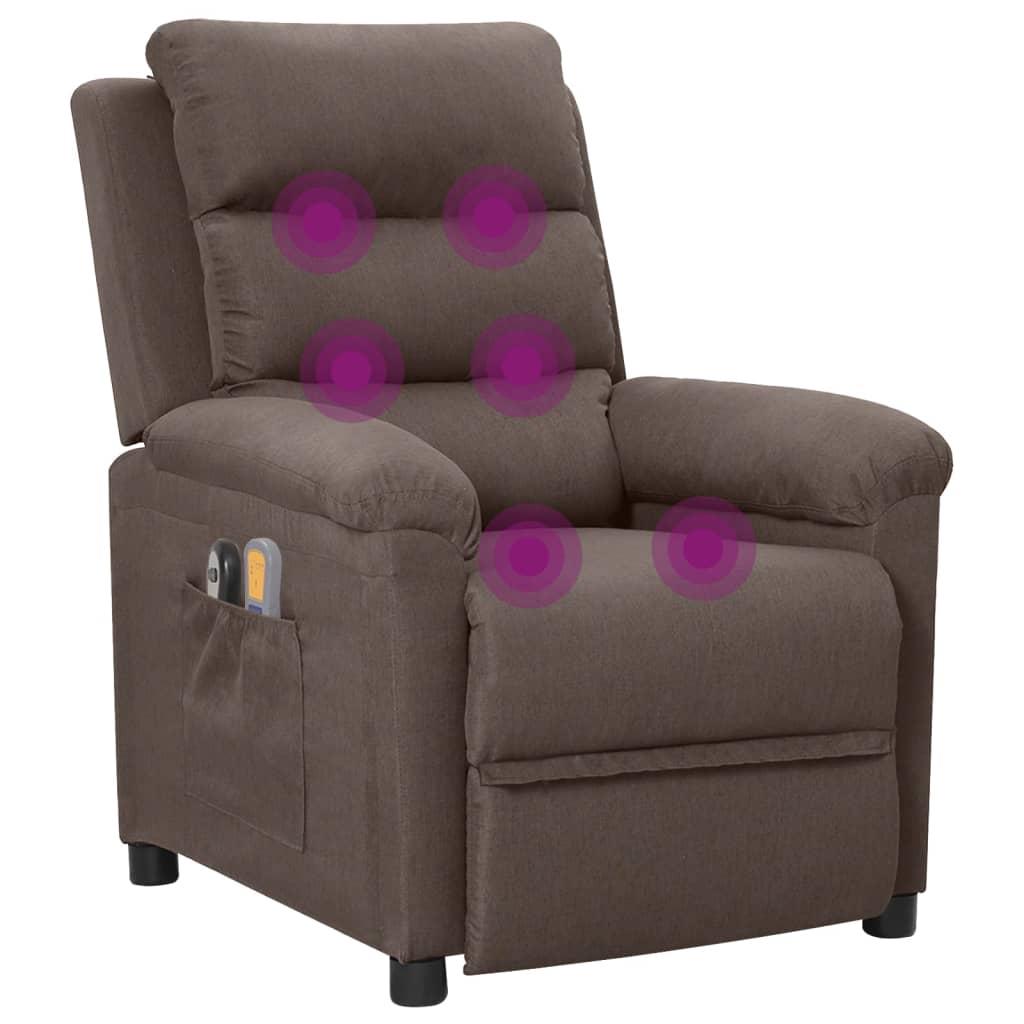vidaXL Elektryczny fotel masujący, taupe, tkanina