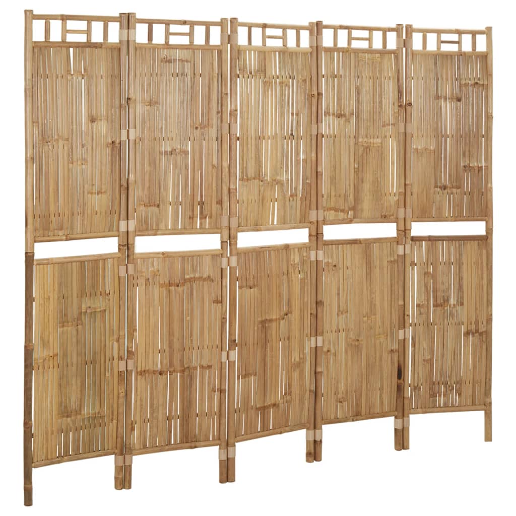 vidaXL Parawan 5-panelowy, bambusowy, 200 x 180 cm