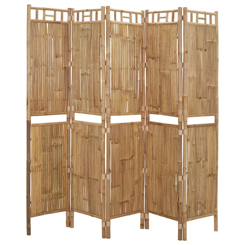 vidaXL Parawan 5-panelowy, bambusowy, 200 x 180 cm