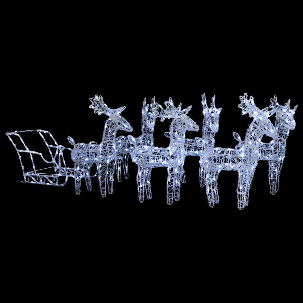 vidaXL Dekoracja świąteczna – renifery z saniami, 320 LED, akrylowa