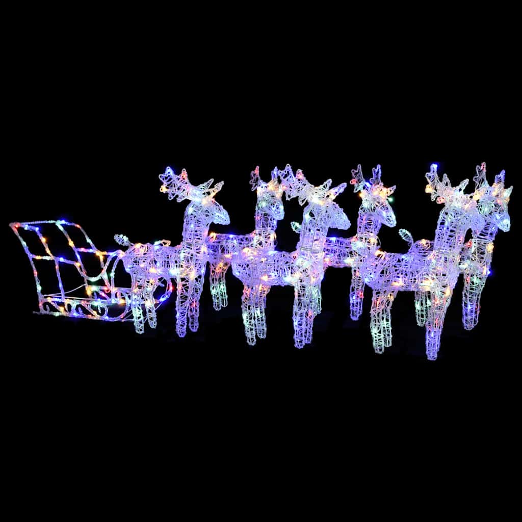 vidaXL Dekoracja świąteczna – renifery z saniami, 320 LED, akrylowa