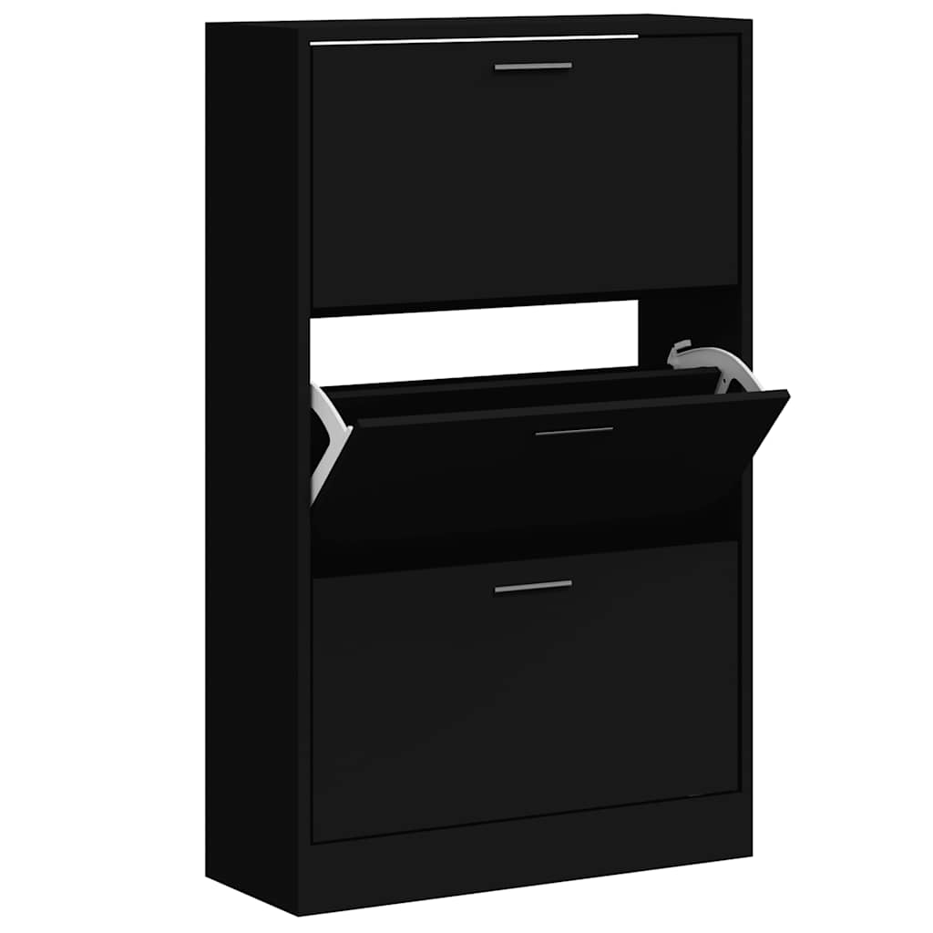 vidaXL Szafka na buty, czarna, 63x24x103 cm, materiał drewnopochodny