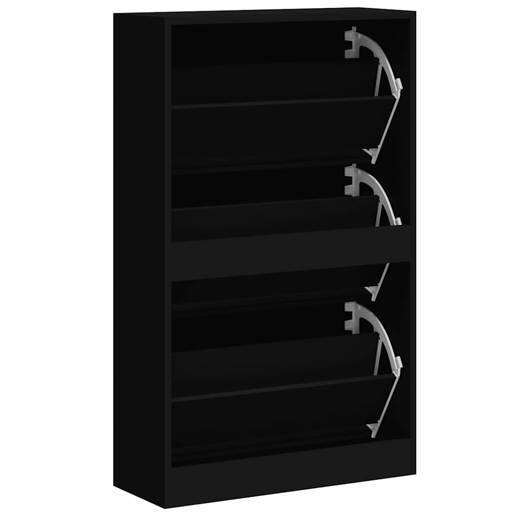 vidaXL Szafka na buty, czarna, 63x24x103 cm, materiał drewnopochodny