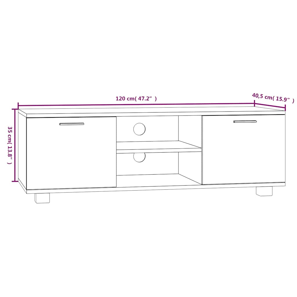 vidaXL Szafka pod TV, czarna, 120x40,5x35 cm, materiał drewnopochodny
