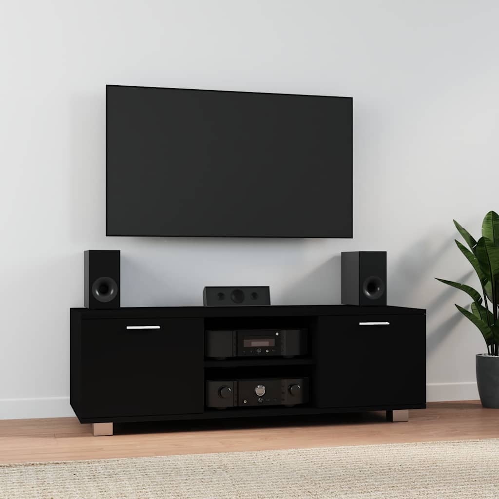 vidaXL Szafka pod TV, czarna, 120x40,5x35 cm, materiał drewnopochodny