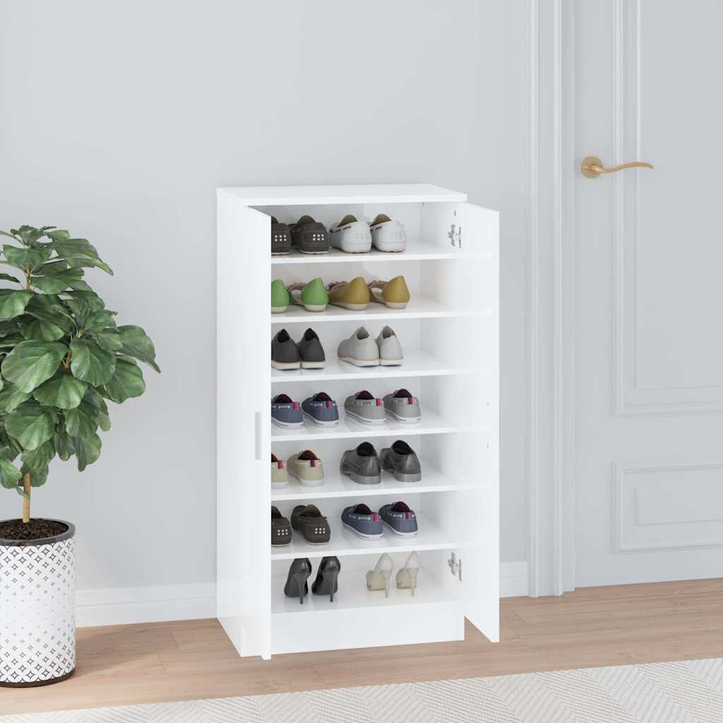 vidaXL Szafa na buty, wysoki połysk, biała, 55x35x108 cm