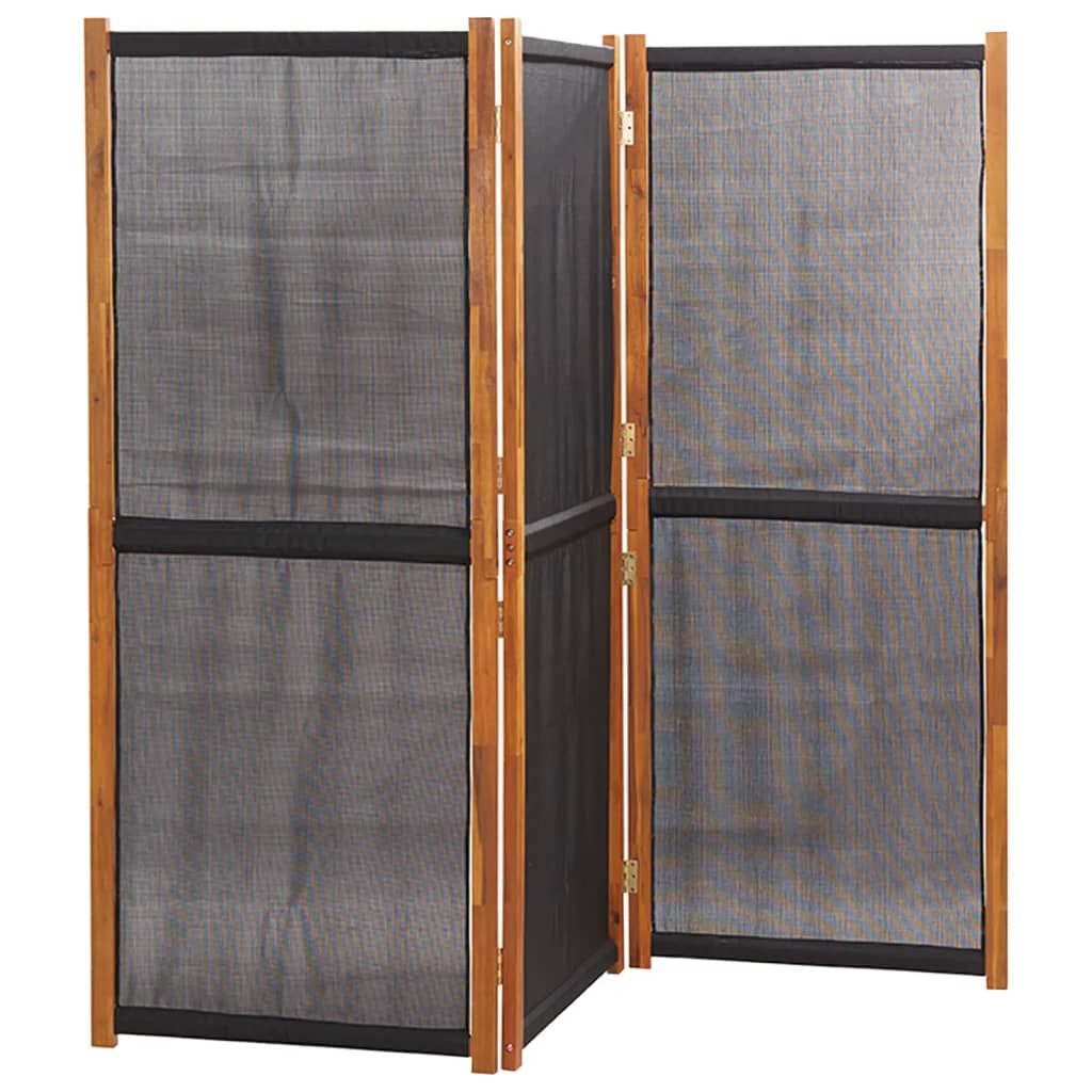 vidaXL Parawan 3-panelowy, czarny, 210 x 180 cm
