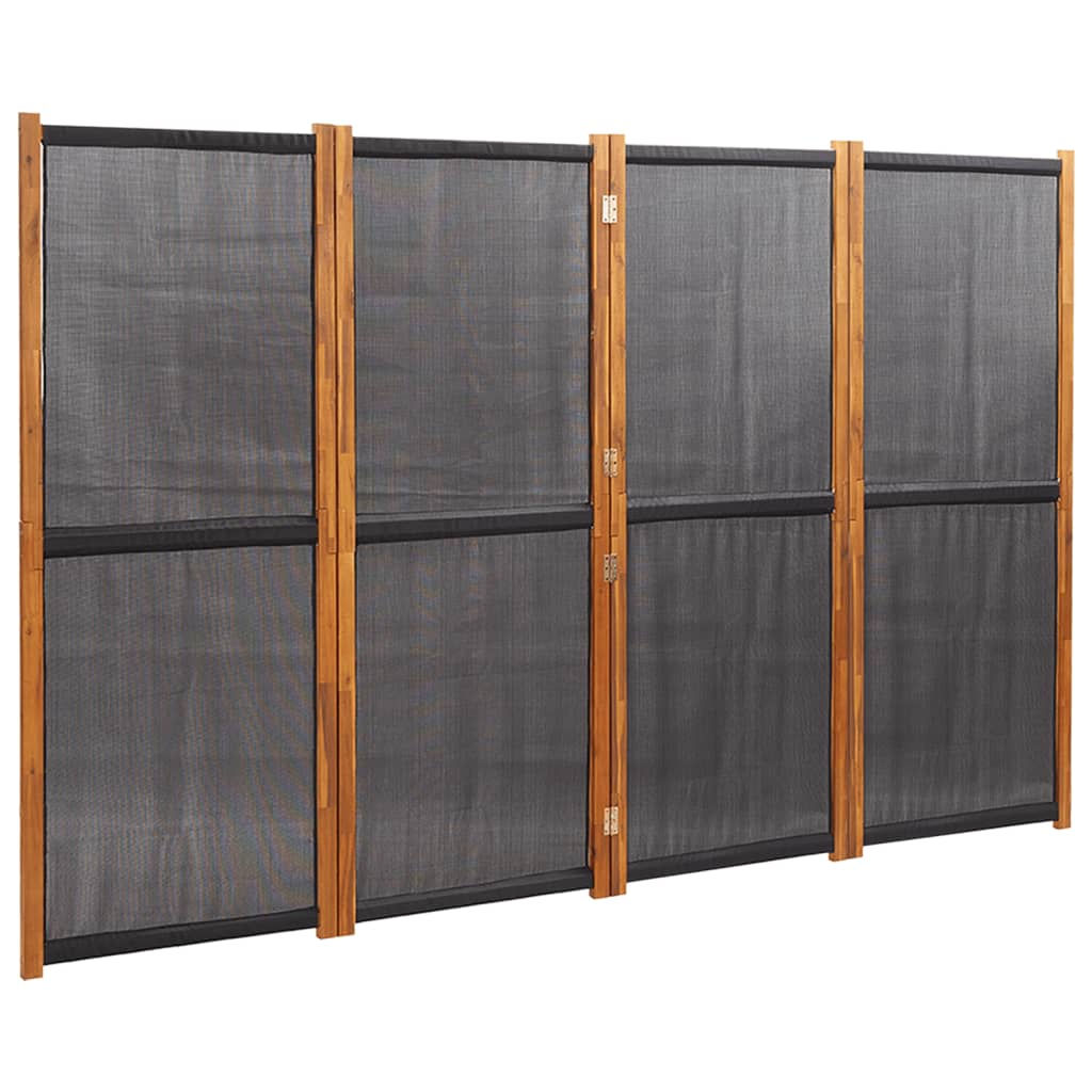 vidaXL Parawan 4-panelowy, czarny, 280 x 180 cm
