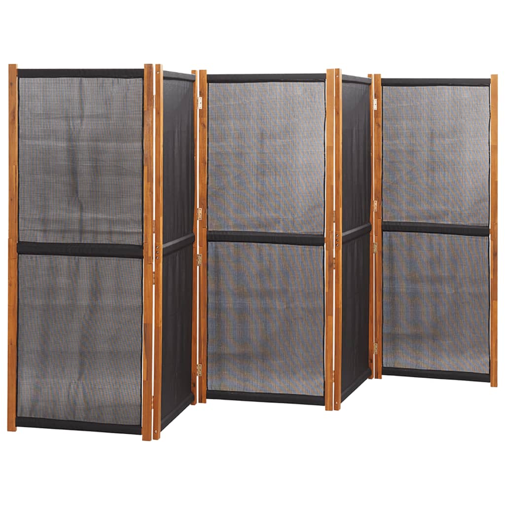 vidaXL Parawan 5-panelowy, czarny, 350 x 180 cm