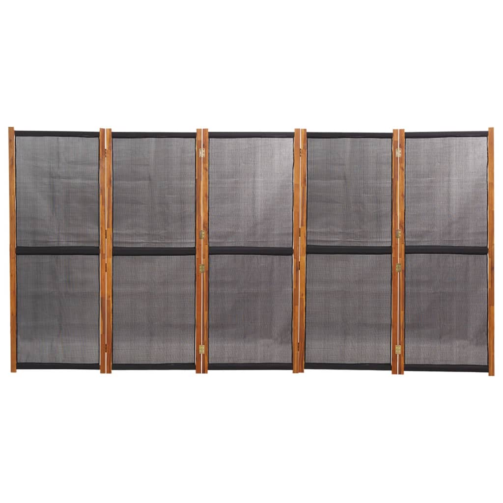 vidaXL Parawan 5-panelowy, czarny, 350 x 180 cm