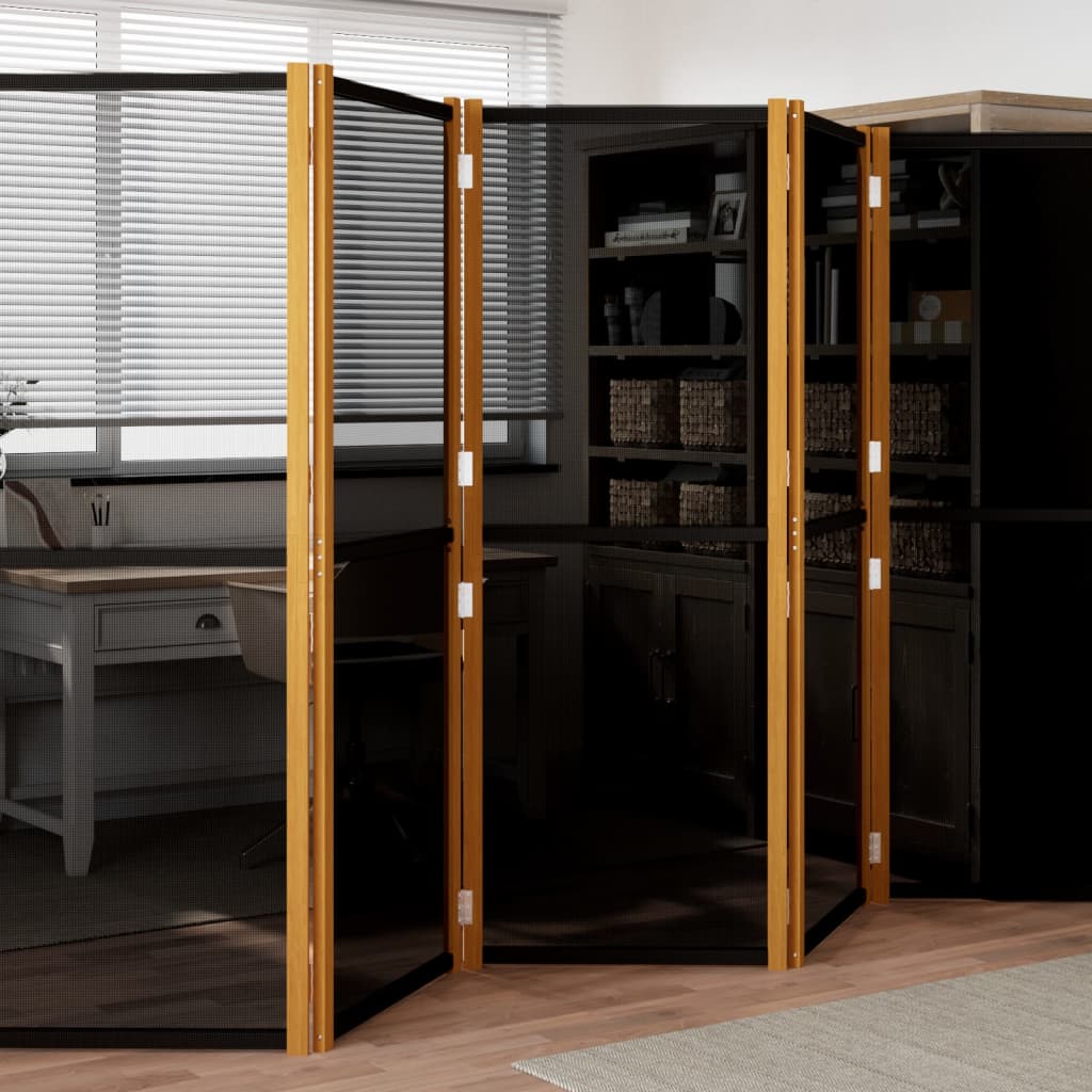 vidaXL Parawan 5-panelowy, czarny, 350 x 180 cm