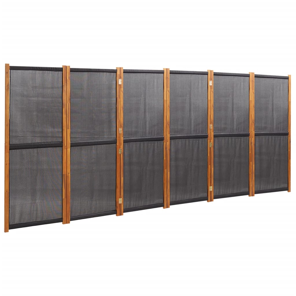 vidaXL Parawan 6-panelowy, czarny, 420 x 180 cm