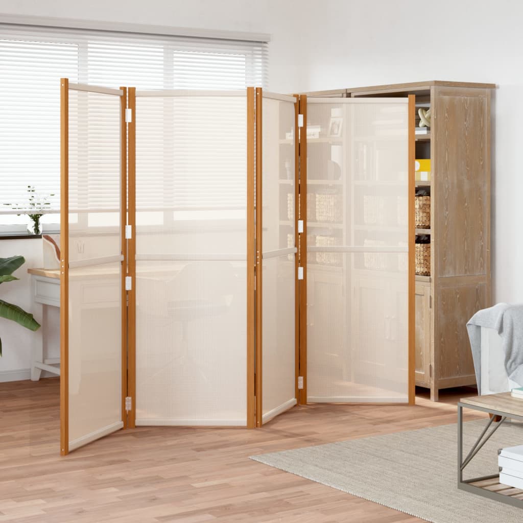 vidaXL Parawan 4-panelowy, kremowy, 280 x 180 cm