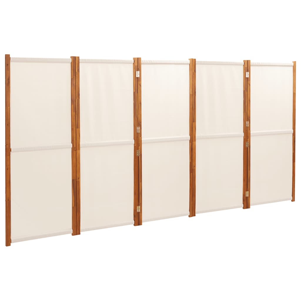 vidaXL Parawan 5-panelowy, kremowy, 350 x 180 cm