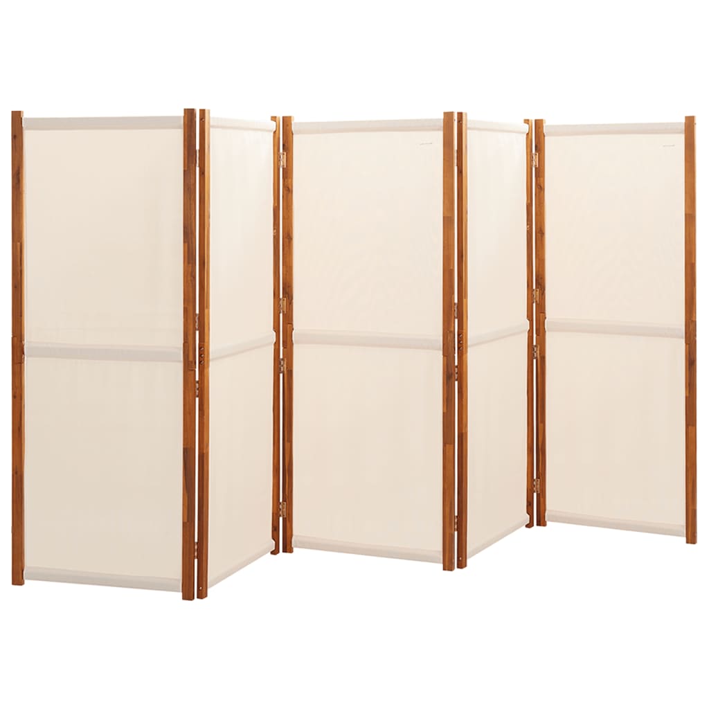 vidaXL Parawan 5-panelowy, kremowy, 350 x 180 cm